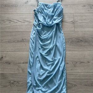 Elegant Blue Draped Women's Dress